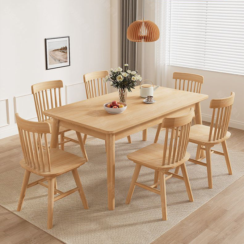 Modern Minimalist Rectangular Rubberwood Dining Table For Dining Room