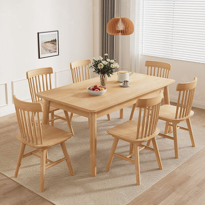 Table à manger rectangulaire minimaliste moderne en bois massif pour salle à manger 