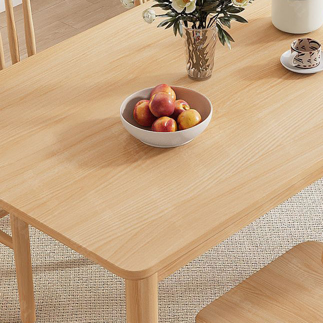 Modern Minimalist Rectangular Rubberwood Dining Table For Dining Room