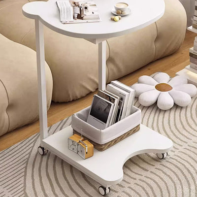 Table d'appoint moderne et créative en forme de C avec cadre en fer à 2 niveaux pour salon 
