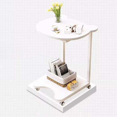 Table d'appoint moderne et créative en forme de C avec cadre en fer à 2 niveaux pour salon 