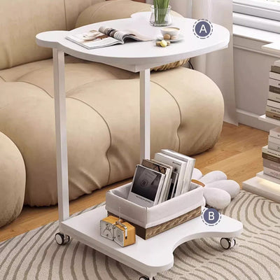 Table d'appoint moderne et créative en forme de C avec cadre en fer à 2 niveaux pour salon 