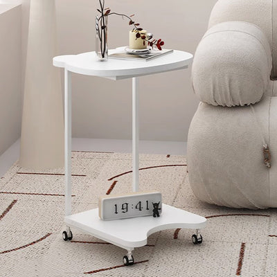 Table d'appoint moderne et créative en forme de C avec cadre en fer à 2 niveaux pour salon 