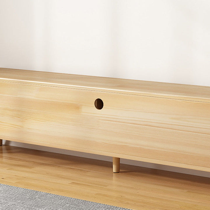 Moderner minimalistischer rechteckiger TV-Ständer aus Gummibaumholz, umweltfreundlichem Holzwerkstoff, Sperrholz und Glas mit 2 Schubladen für das Wohnzimmer 