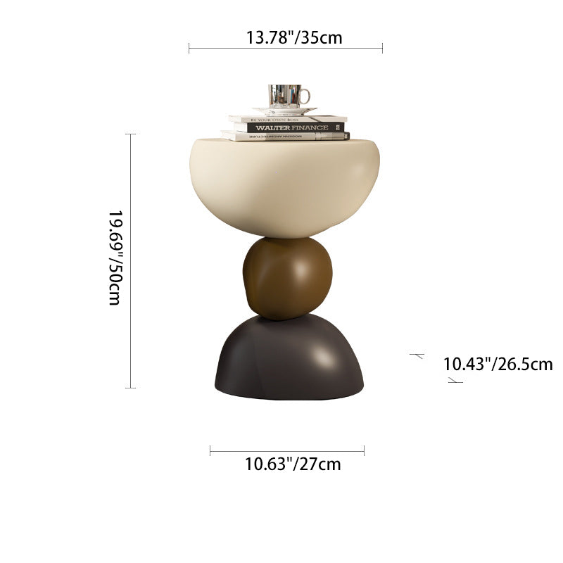 Contemporary Creative Stone Stacking Round Oval Fiberglass Side Table For Living Room