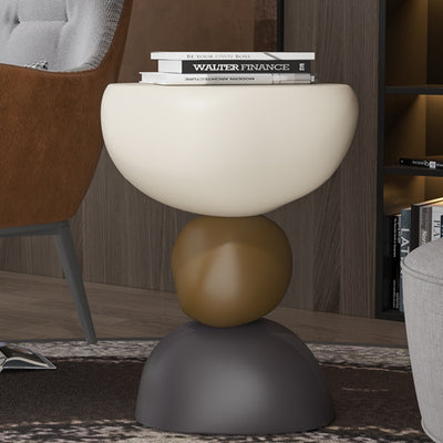 Contemporary Creative Stone Stacking Round Oval Fiberglass Side Table For Living Room