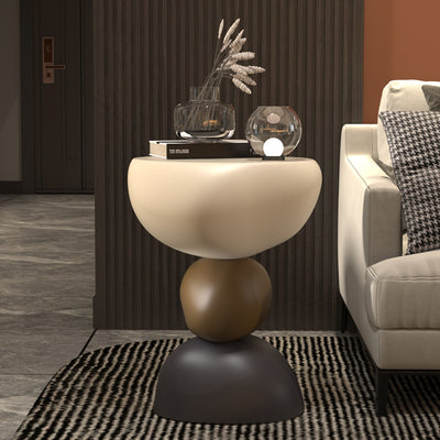 Contemporary Creative Stone Stacking Round Oval Fiberglass Side Table For Living Room