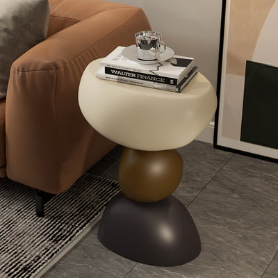 Contemporary Creative Stone Stacking Round Oval Fiberglass Side Table For Living Room