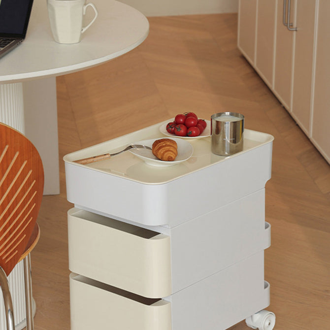 Contemporary Scandinavian Removable Square Rectangular ABS Side Table 2/3 Drawer For Living Room