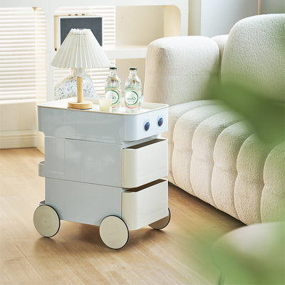 Contemporary Scandinavian Removable Square Rectangular ABS Side Table 2/3 Drawer For Living Room