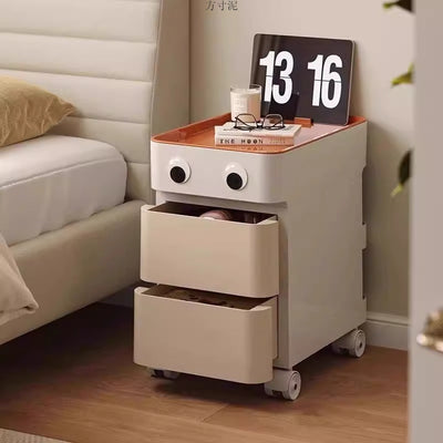 Contemporary Scandinavian Removable Square Rectangular ABS Side Table 2/3 Drawer For Living Room