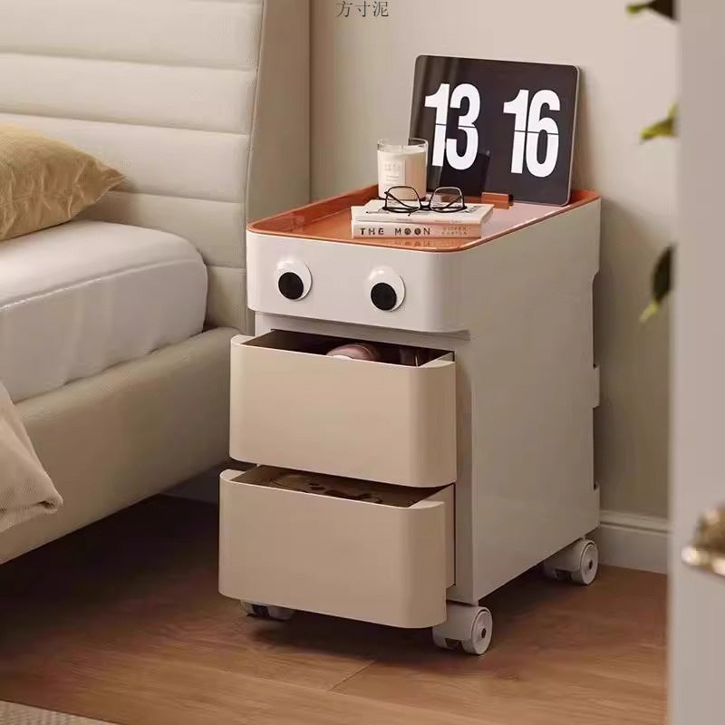 Contemporary Scandinavian Removable Square Rectangular ABS Side Table 2/3 Drawer For Living Room