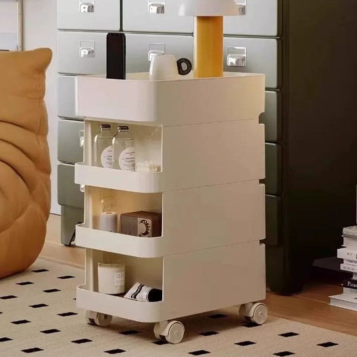 Contemporary Scandinavian Removable Square Rectangular ABS Side Table 2/3 Drawer For Living Room