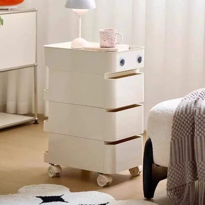 Contemporary Scandinavian Removable Square Rectangular ABS Side Table 2/3 Drawer For Living Room