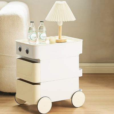 Contemporary Scandinavian Removable Square Rectangular ABS Side Table 2/3 Drawer For Living Room