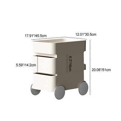 Contemporary Scandinavian Removable Square Rectangular ABS Side Table 2/3 Drawer For Living Room