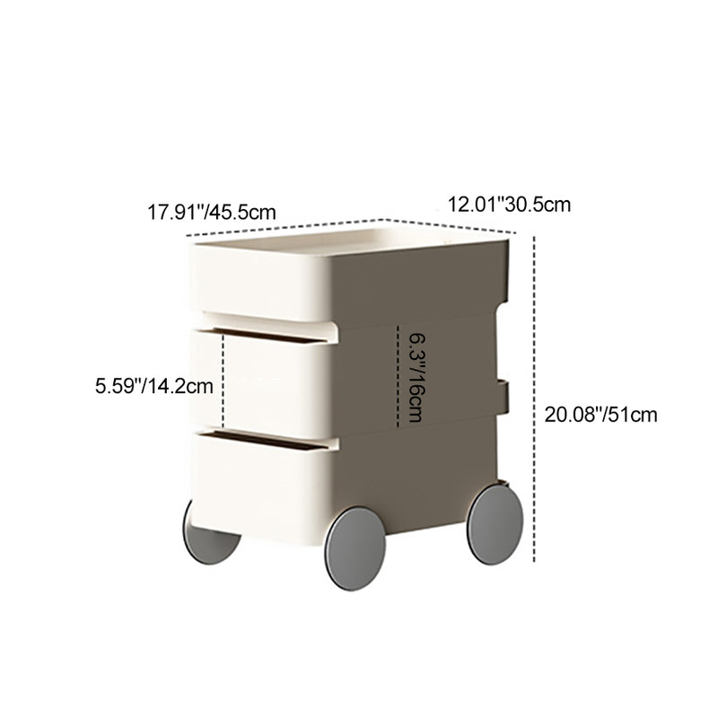 Contemporary Scandinavian Removable Square Rectangular ABS Side Table 2/3 Drawer For Living Room