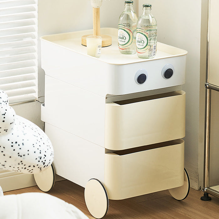 Contemporary Scandinavian Removable Square Rectangular ABS Side Table 2/3 Drawer For Living Room