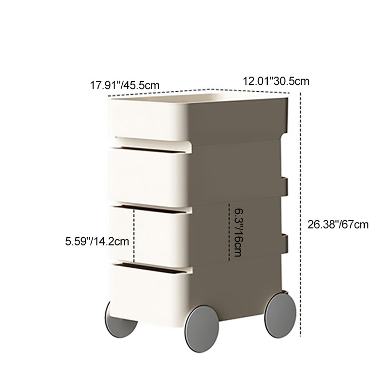 Contemporary Scandinavian Removable Square Rectangular ABS Side Table 2/3 Drawer For Living Room