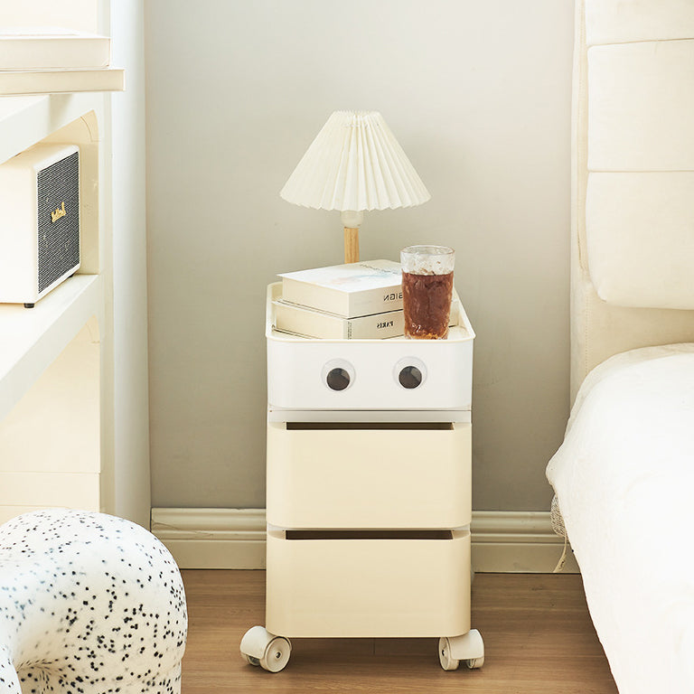 Contemporary Scandinavian Removable Square Rectangular ABS Side Table 2/3 Drawer For Living Room