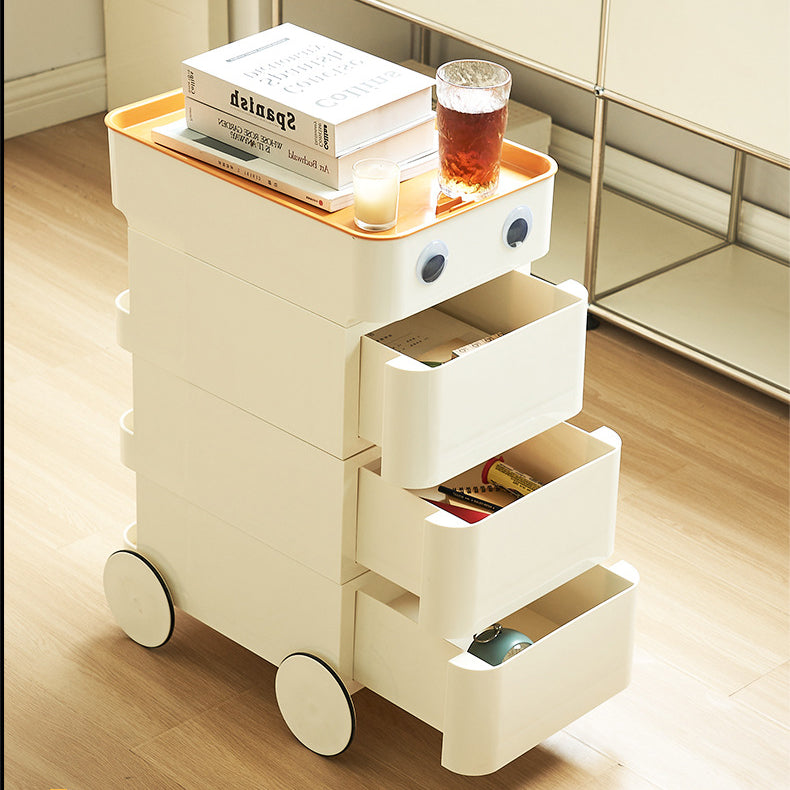 Contemporary Scandinavian Removable Square Rectangular ABS Side Table 2/3 Drawer For Living Room