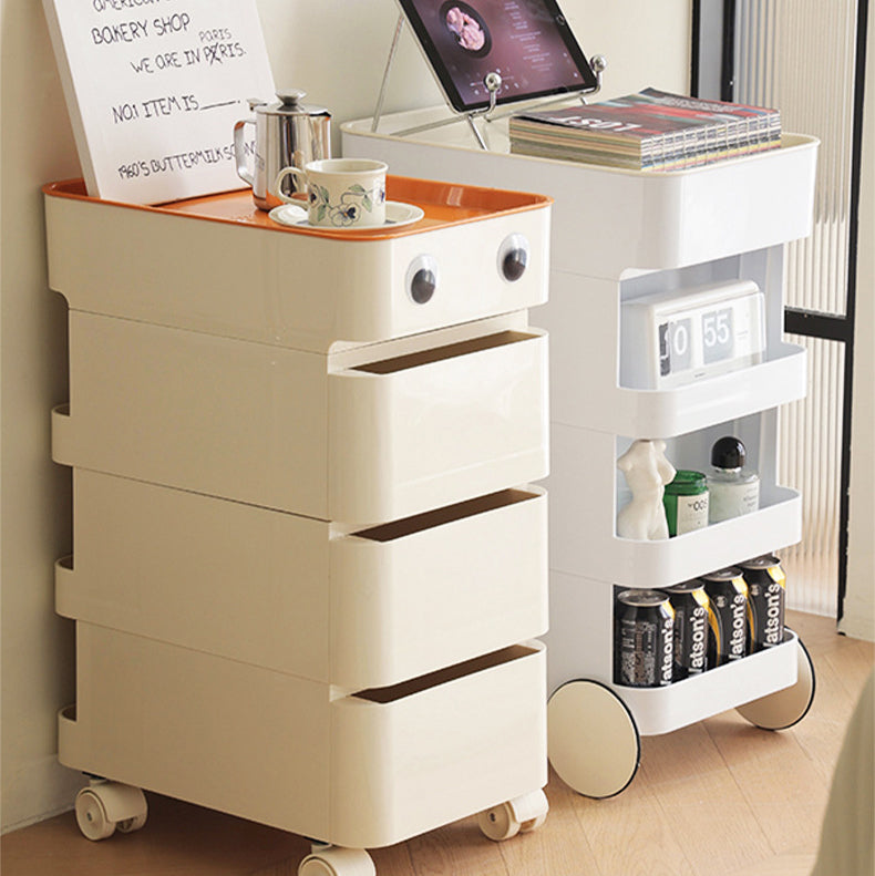 Contemporary Scandinavian Removable Square Rectangular ABS Side Table 2/3 Drawer For Living Room