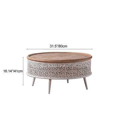 Traditional French Pattern Mesh Cylinder Pine Iron Side Table 1 - Tier For Living Room