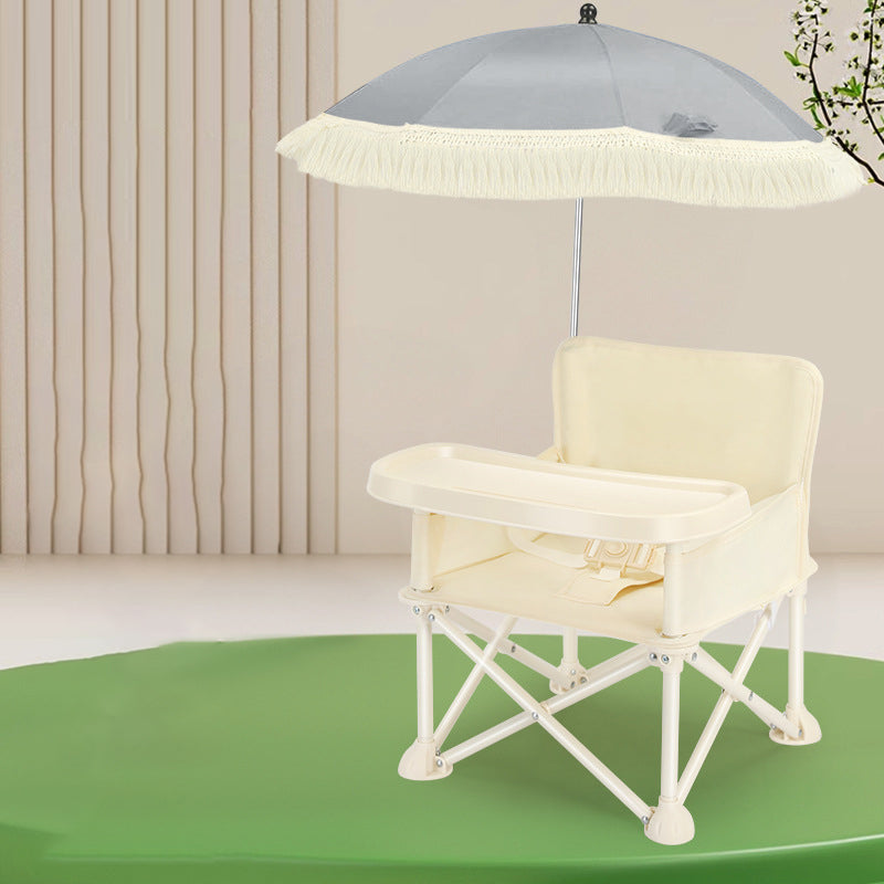 Modern Minimalist Oxford Fabric Square Kids Dining Chair Foldable High Chair With Backrest Armrests Tray For Garden &amp; Restaurant