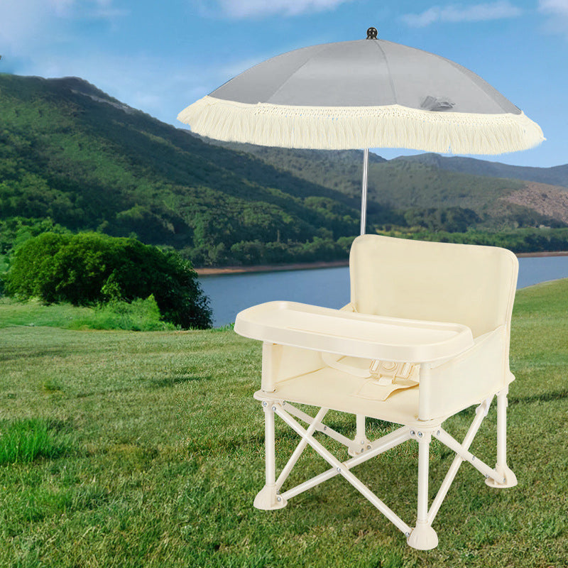 Modern Minimalist Oxford Fabric Square Kids Dining Chair Foldable High Chair With Backrest Armrests Tray For Garden &amp; Restaurant