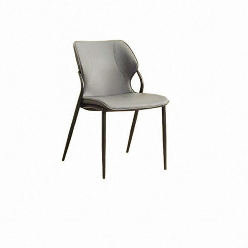 Chaise de salle à manger contemporaine nordique en faux cuir avec dossier en acier au carbone sans accoudoirs pour salle à manger 