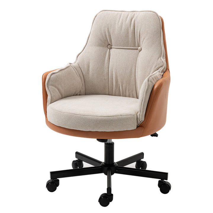 Modern Simplicity Curved Cotton-Linen Synthetic Fabric Aluminum Alloy Metal Desk Chair Backrest Armrest For Home Office