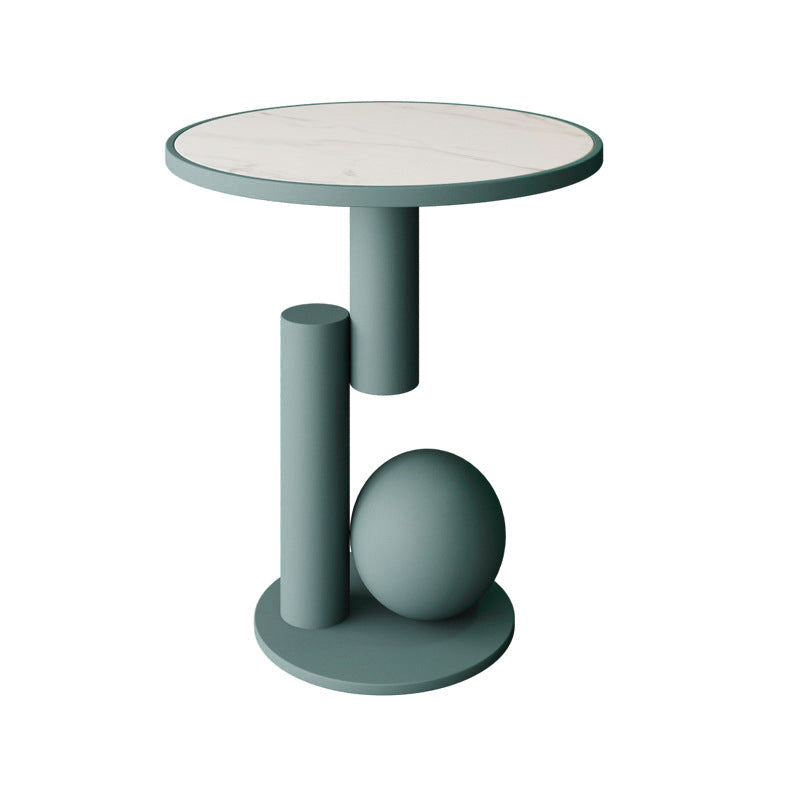 Table basse contemporaine en pierre frittée à base de colonne géométrique pour salon 