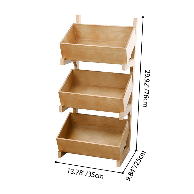 Modern Minimalist Solid Wood Rectangular Storage Shelf With 3-Tier Organizer For Living Room &amp; Kitchen