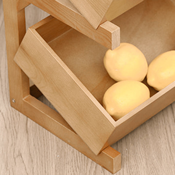 Modern Minimalist Solid Wood Rectangular Storage Shelf With 3-Tier Organizer For Living Room &amp; Kitchen