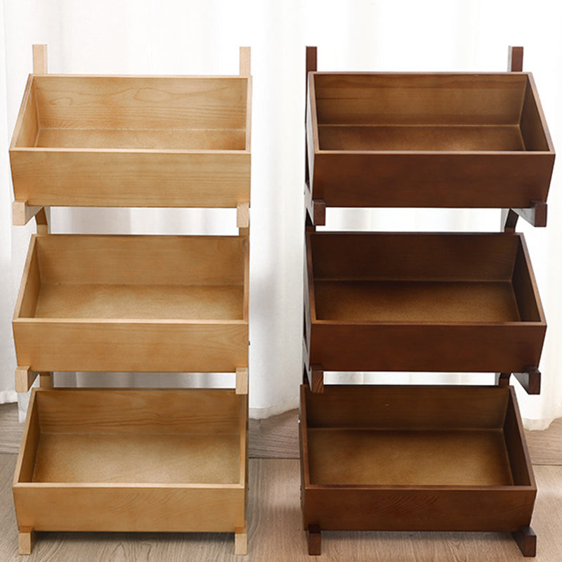 Modern Minimalist Solid Wood Rectangular Storage Shelf With 3-Tier Organizer For Living Room &amp; Kitchen