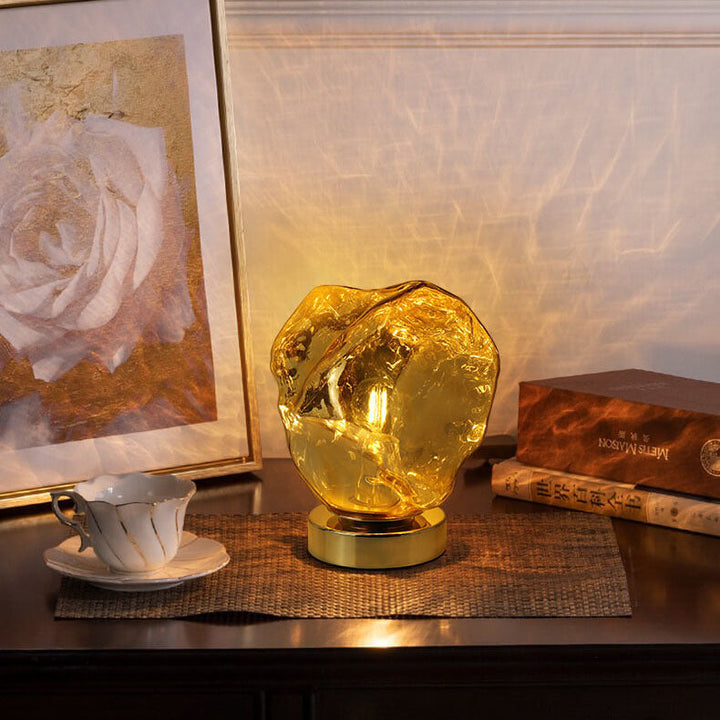 Contemporary Creative Lava Stone Glass Iron 1-Light Table Lamp For Bedroom