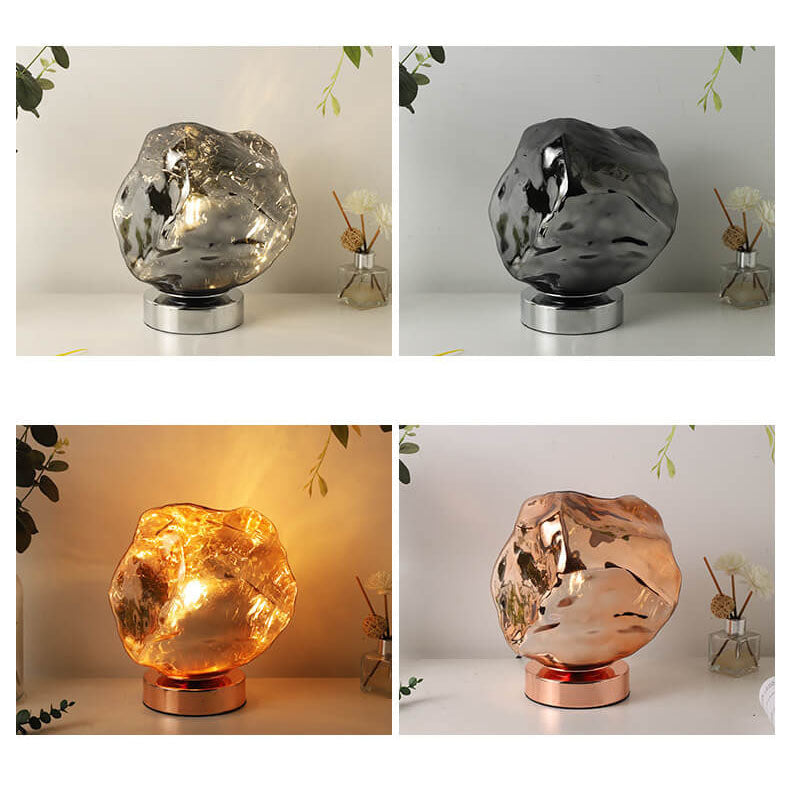 Lampe de table 1 lumière en verre et pierre de lave vintage créative 