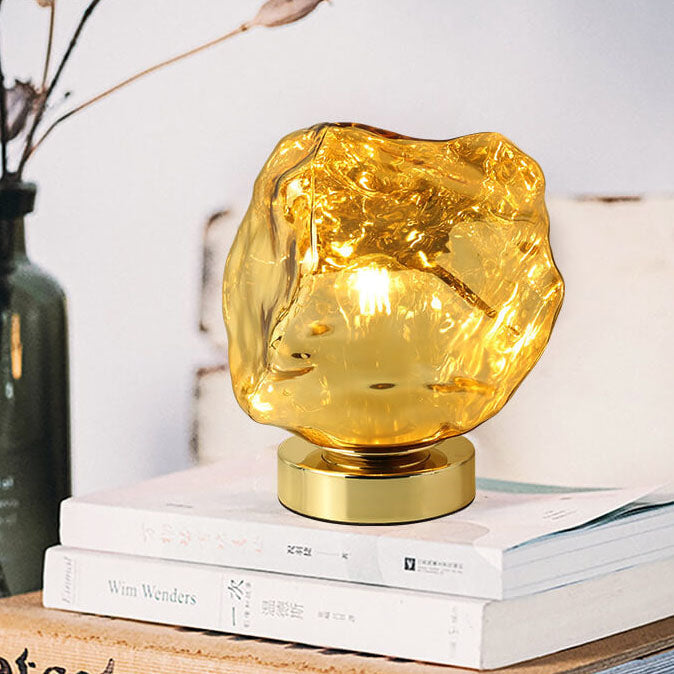 Lampe de table 1 lumière en verre et pierre de lave vintage créative 