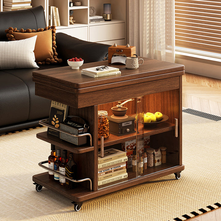 Modern Minimalist Rectangular Plywood Stainless Steel Tempered Glass Side Table 3-Tier For Living Room