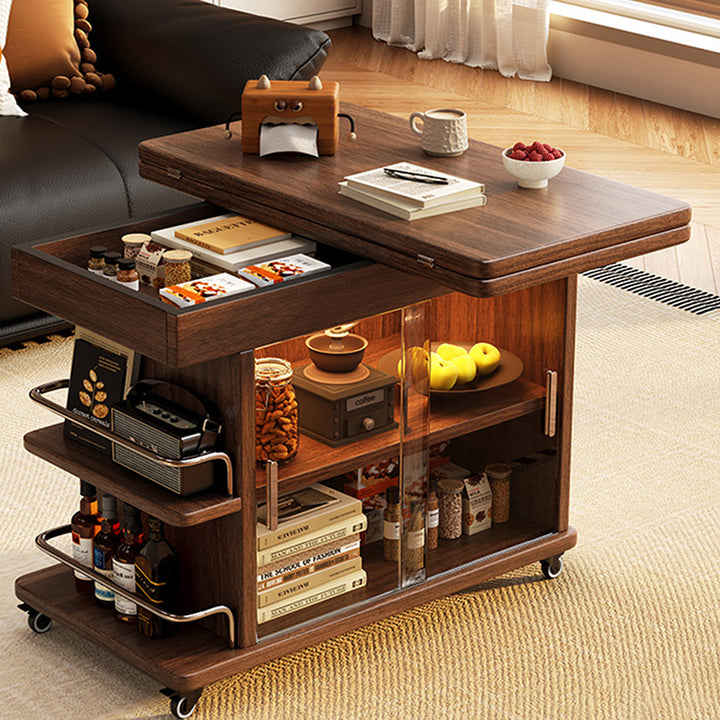 Modern Minimalist Rectangular Plywood Stainless Steel Tempered Glass Side Table 3-Tier For Living Room