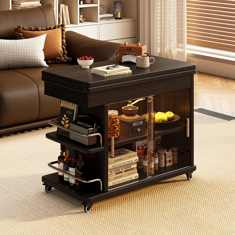 Modern Minimalist Rectangular Plywood Stainless Steel Tempered Glass Side Table 3-Tier For Living Room