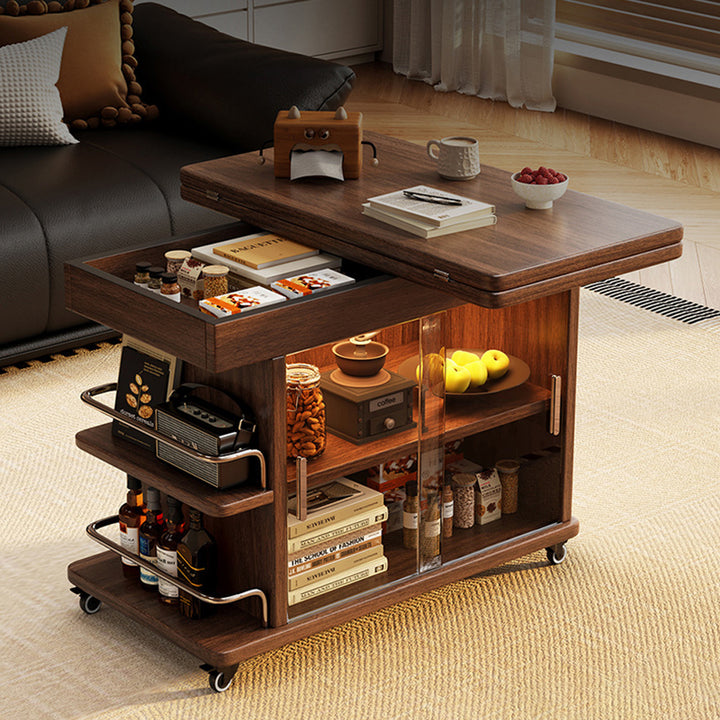 Modern Minimalist Rectangular Plywood Stainless Steel Tempered Glass Side Table 3-Tier For Living Room