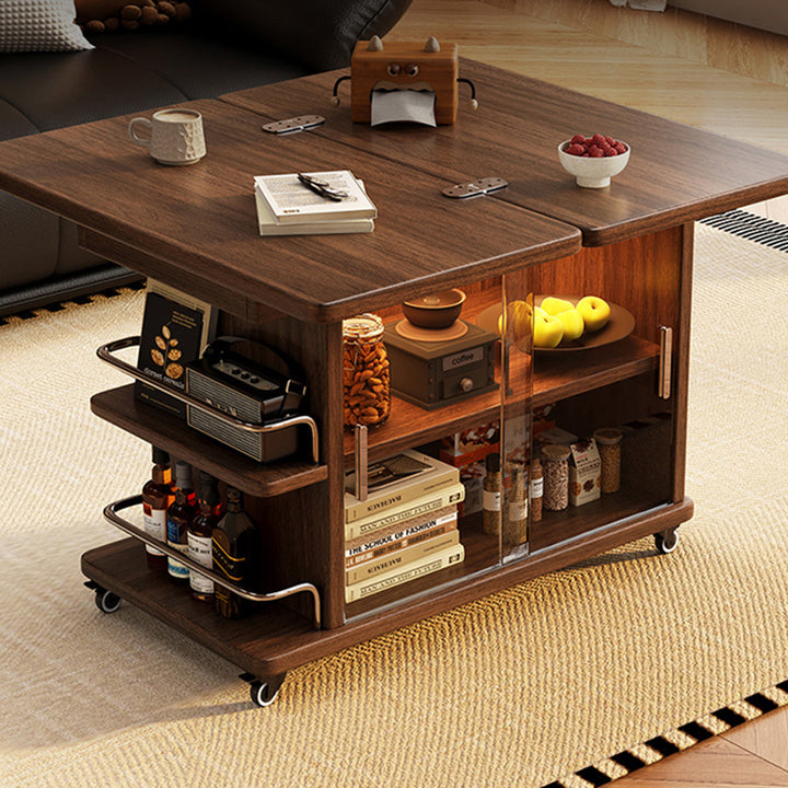 Modern Minimalist Rectangular Plywood Stainless Steel Tempered Glass Side Table 3-Tier For Living Room