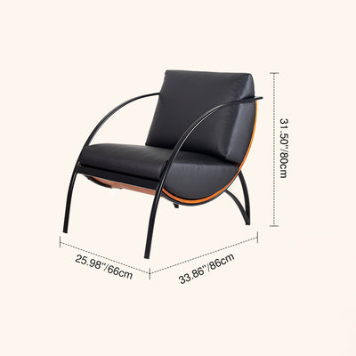 Contemporary Retro Curved Rectangular Solid Wood Multi-Layer Board Iron Microfiber Leather Detachable Accent Chair Backrest Armrest For Living Room