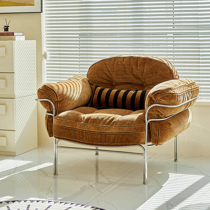 Canapé 1/2/3 places en bois massif multicouche, acier inoxydable, chenille, coton nuage et duvet de plume, style vintage traditionnel arc-en-ciel, pour salon 
