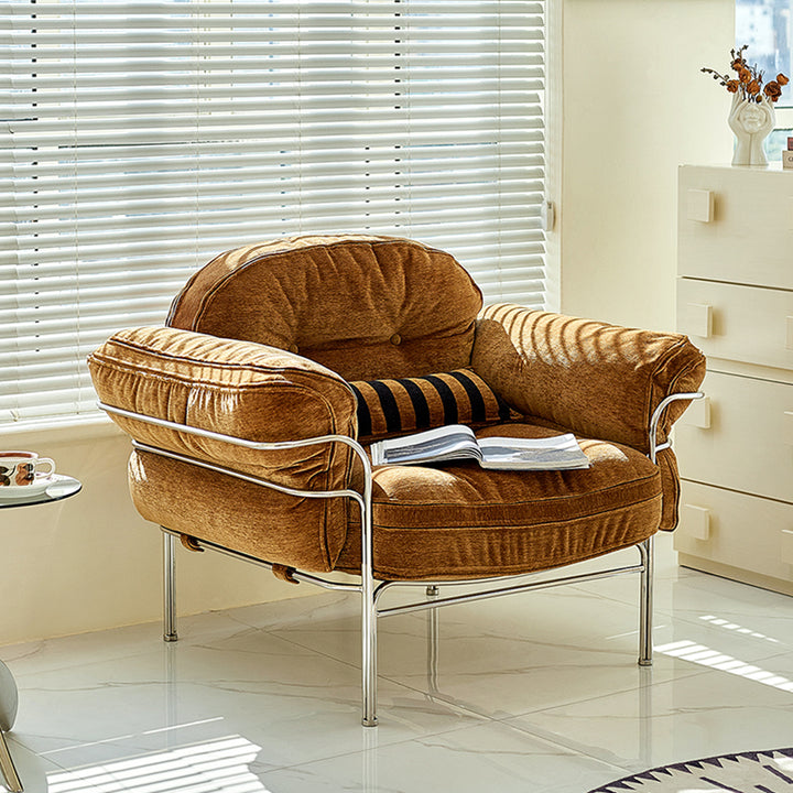 Canapé 1/2/3 places en bois massif multicouche, acier inoxydable, chenille, coton nuage et duvet de plume, style vintage traditionnel arc-en-ciel, pour salon 