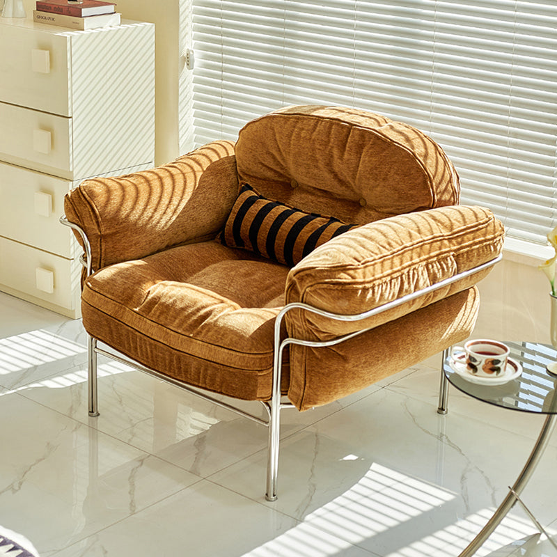 Canapé 1/2/3 places en bois massif multicouche, acier inoxydable, chenille, coton nuage et duvet de plume, style vintage traditionnel arc-en-ciel, pour salon 