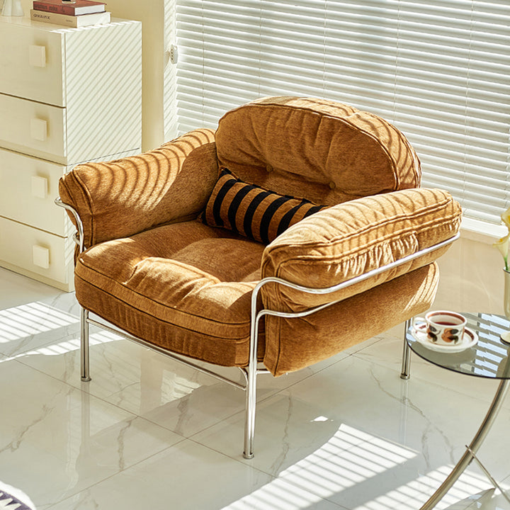 Canapé 1/2/3 places en bois massif multicouche, acier inoxydable, chenille, coton nuage et duvet de plume, style vintage traditionnel arc-en-ciel, pour salon 