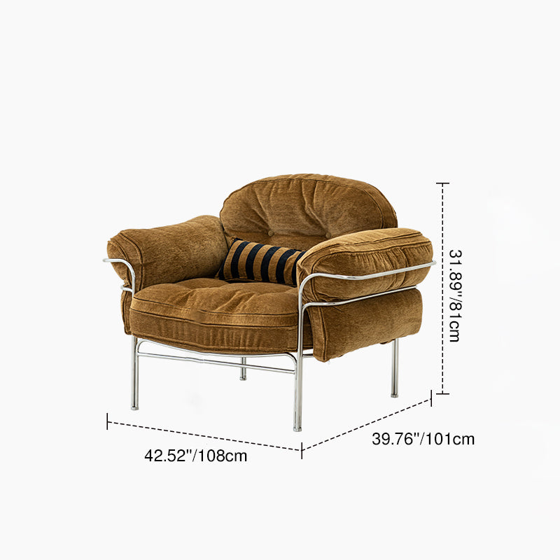 Canapé 1/2/3 places en bois massif multicouche, acier inoxydable, chenille, coton nuage et duvet de plume, style vintage traditionnel arc-en-ciel, pour salon 