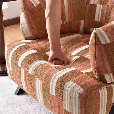 Contemporary Boho Ergonomic Leisure Chair - Comfortable 1-Seater Chenille Cotton-Linen Fabric Accent Chair For Living Room